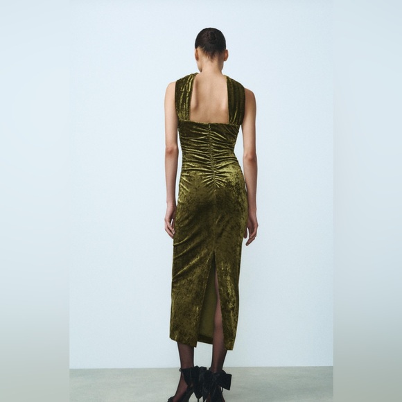 Nwt-Zara- VELVET HONOUR WORD DRESS-M - Picture 2 of 6